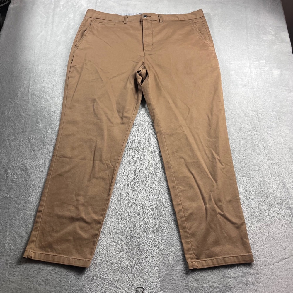 Perk Feel Good Chinos Mens 40x30 Brown Slim Fit Stretch‎ Flat Front Pants Chino